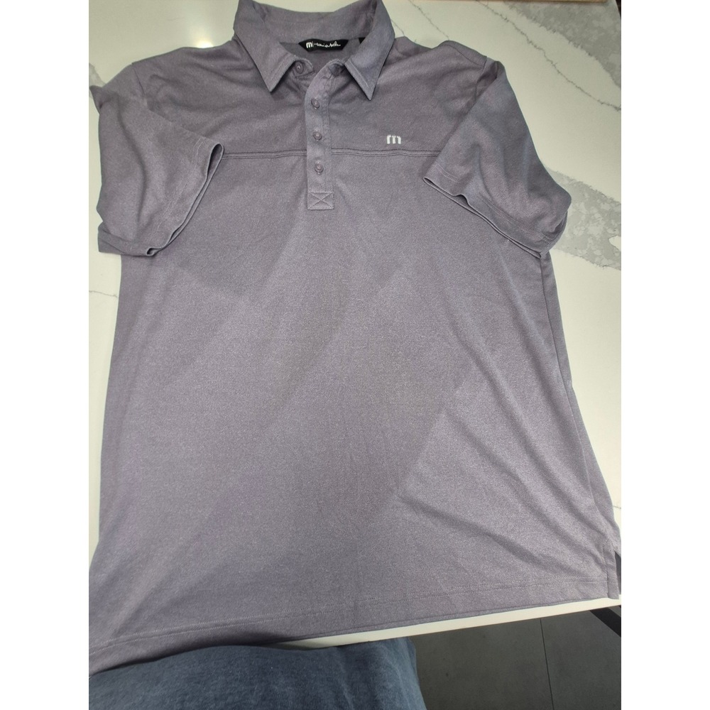 TravisMathew Mens Short‎ Sleeve Golf Polo Shirt Purple Heathered Large